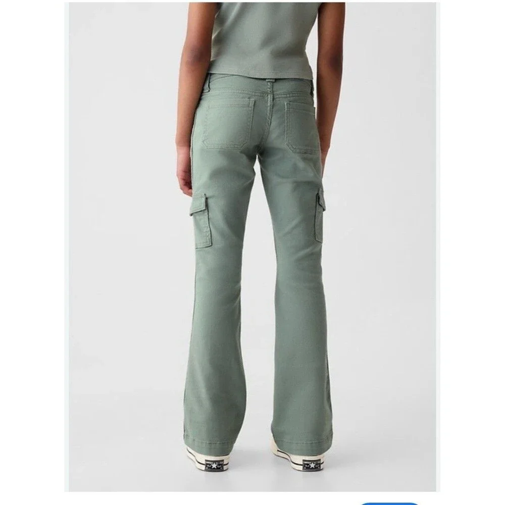 GAP Kids 10 Low Rise Bootcut Cargo Jeans Sage Green NWT